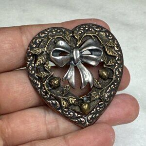 Kerissa Mixed Metal Heart and Strawberry Brooch